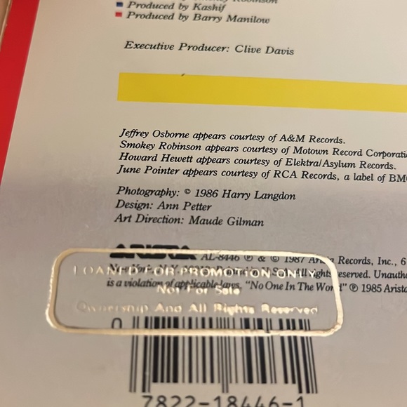 Dionne Warwick Promotional 1987 Reservations For Two Vinyl LP - Picture 6 of 11